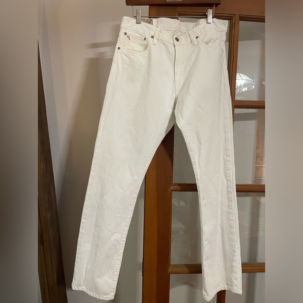 Polo Ralph Lauren Varick Slim Straight White Denim Size 34x32